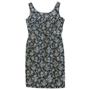 Vtg Steven Stolman Floral Bow Back Cocktail Dress Black Beige Size 8